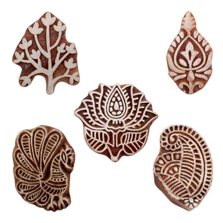 Set of 5 Piece New Mix Wooden Printing Blocks